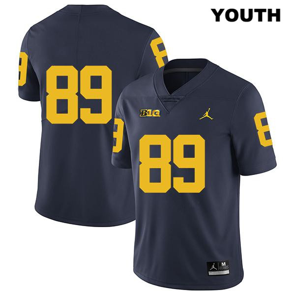 Youth NCAA Michigan Wolverines Carter Selzer #89 No Name Navy Jordan Brand Authentic Stitched Legend Football College Jersey QW25O86JX